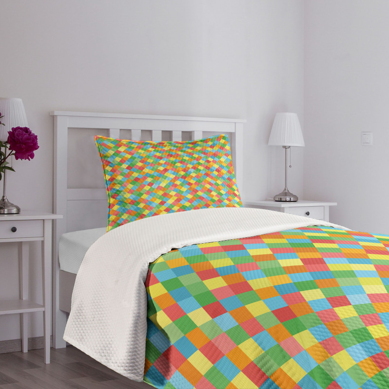 Diamond Form Diagonal Mesh Bedspread Set