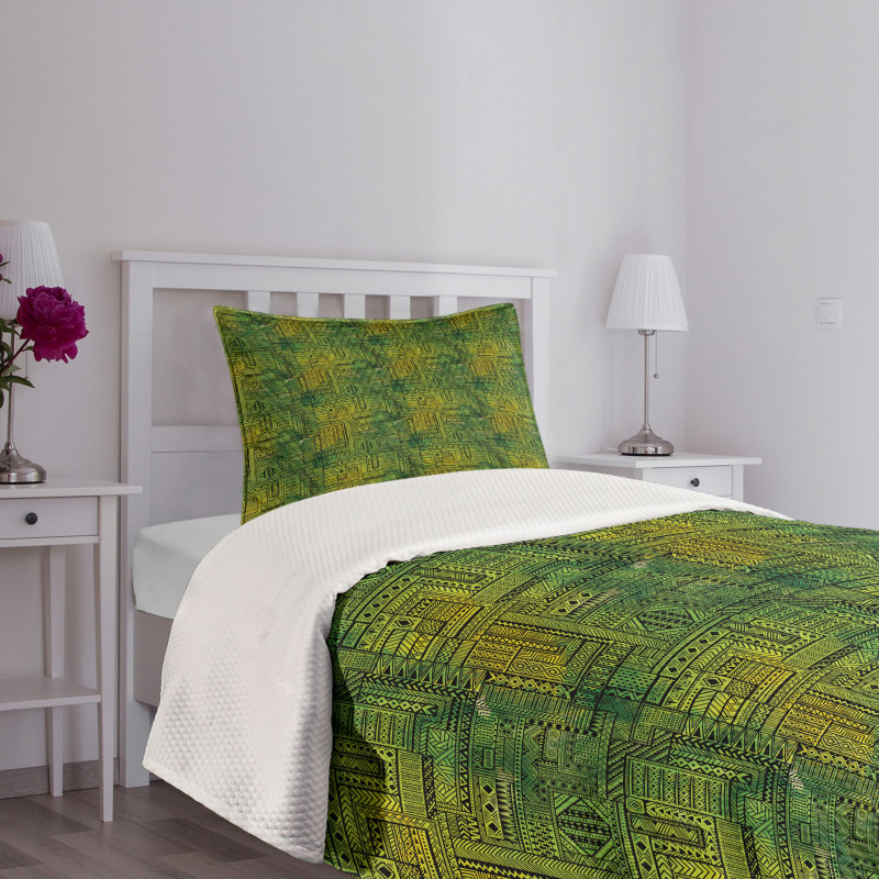 Tribal Style Geometry Bedspread Set