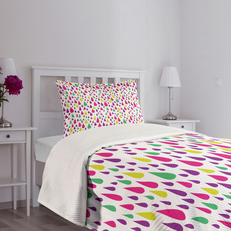 Multicolor Raindrops Bedspread Set