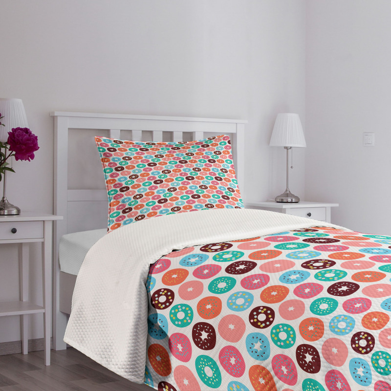 Donut Macaron Dessert Bedspread Set