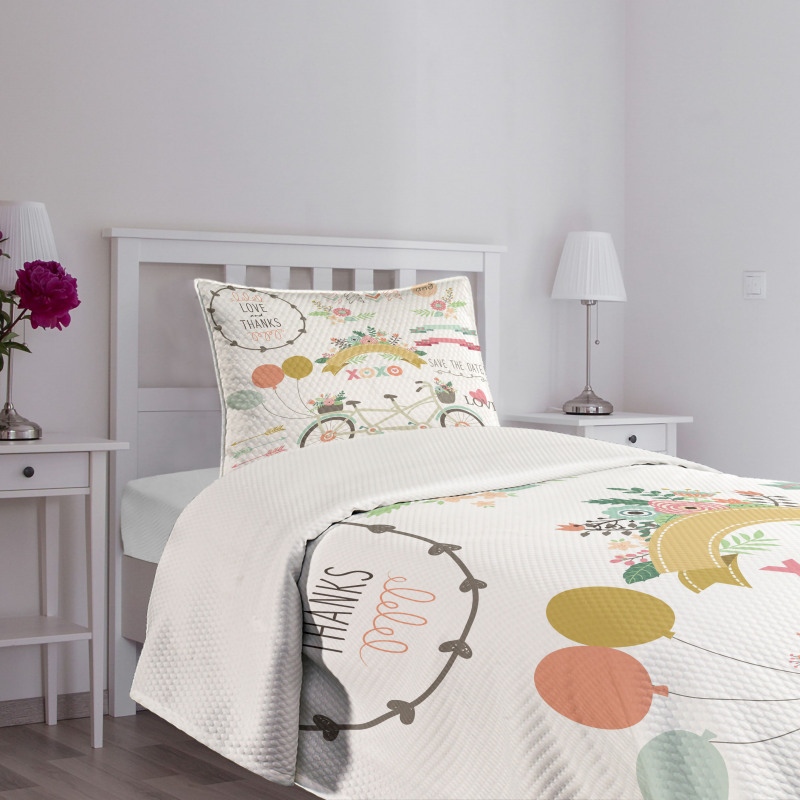 Flowers Wedding Concept Bedspread Set