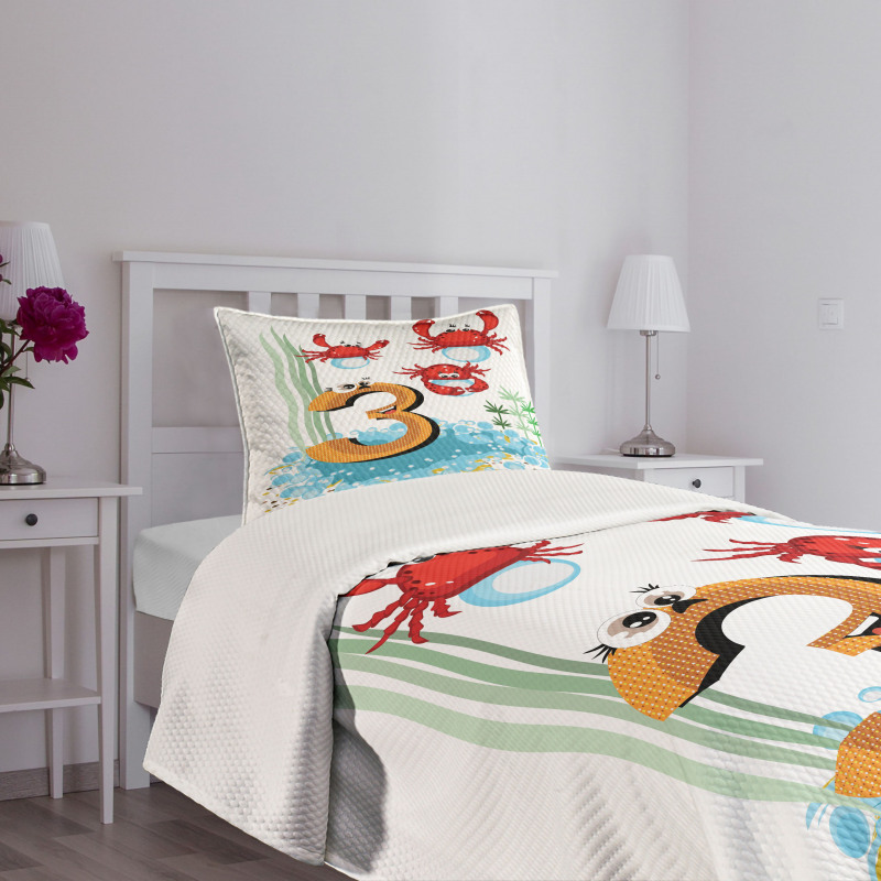 Sea Animals Kids Cartoon Bedspread Set