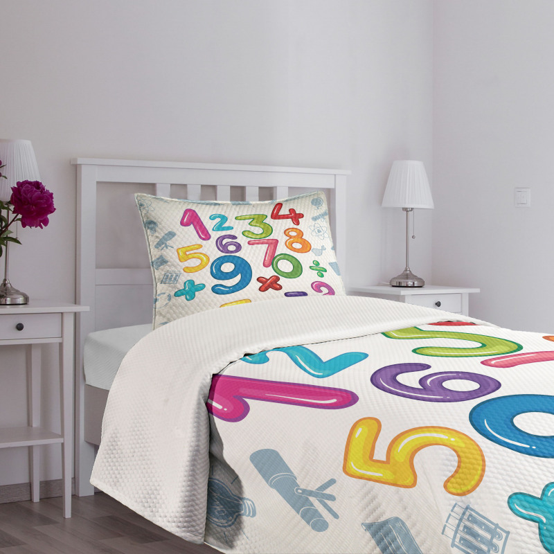 Math Signs Education Bedspread Set