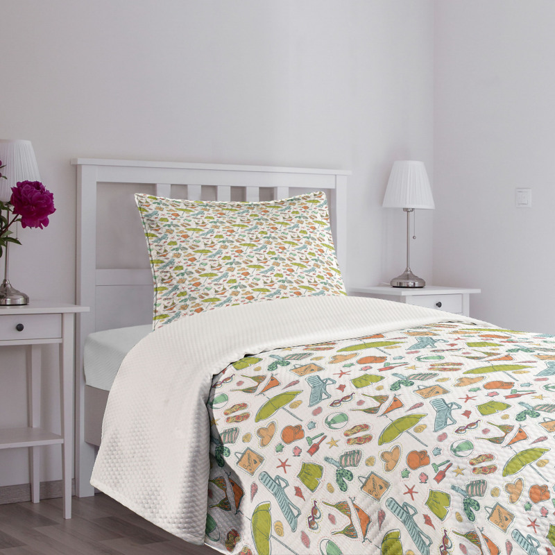 Retro Summer Beach Bedspread Set