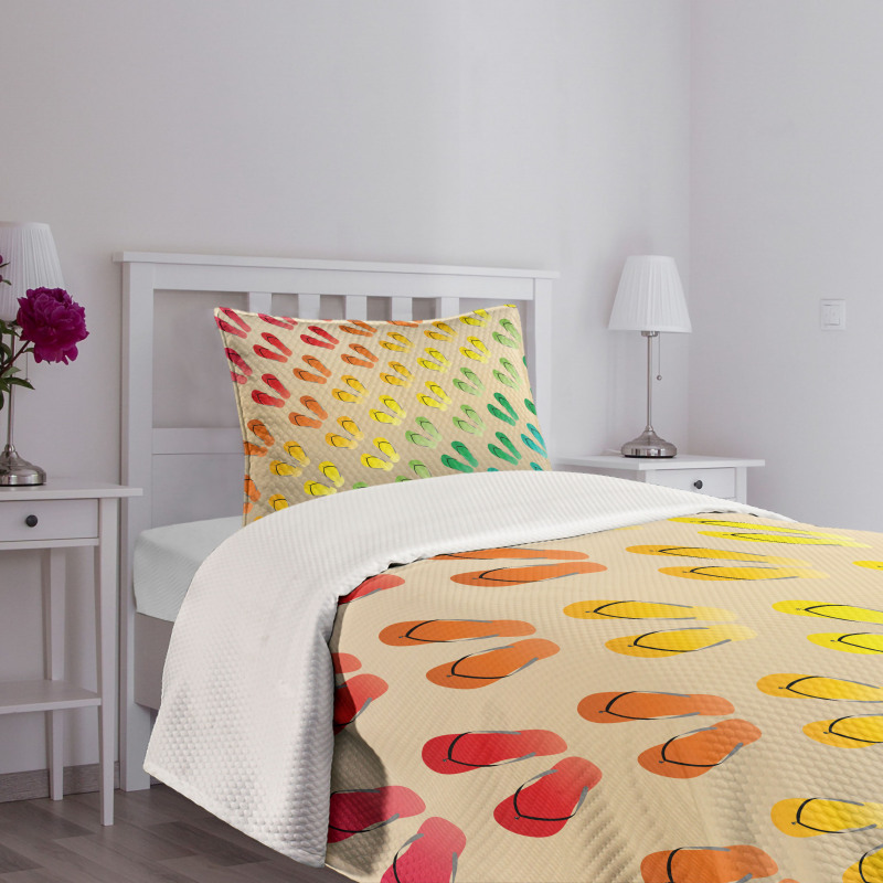 Graded Rainbow Color Bedspread Set