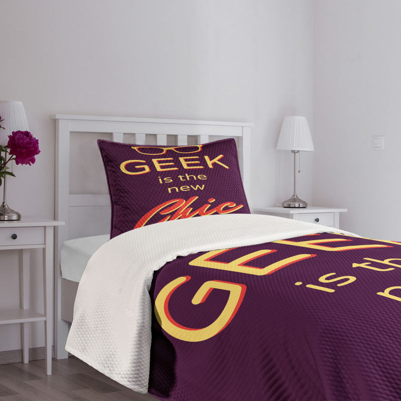 Typography Hipster Words Bedspread Set