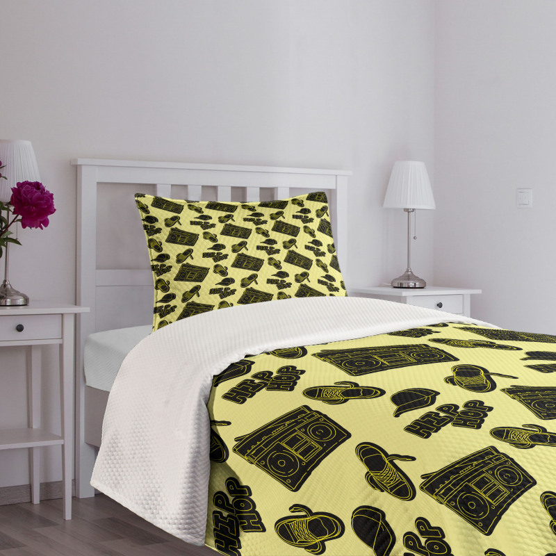 Subculture Theme Print Bedspread Set