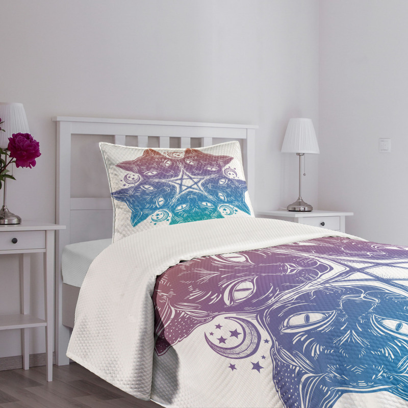 Cats Mandala Design Bedspread Set