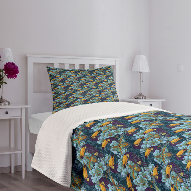 Keel-Billed Toucan Bird Bedspread Set