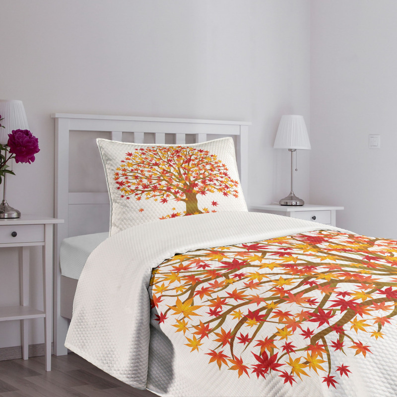 Fall Season MaplevLeaves Bedspread Set