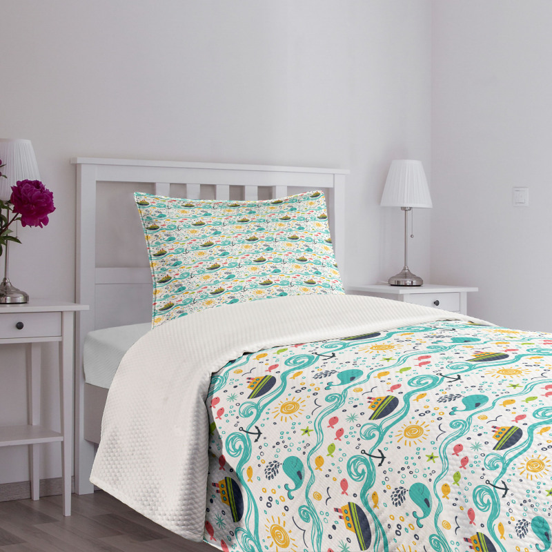 Sea Habitants and Sun Bedspread Set