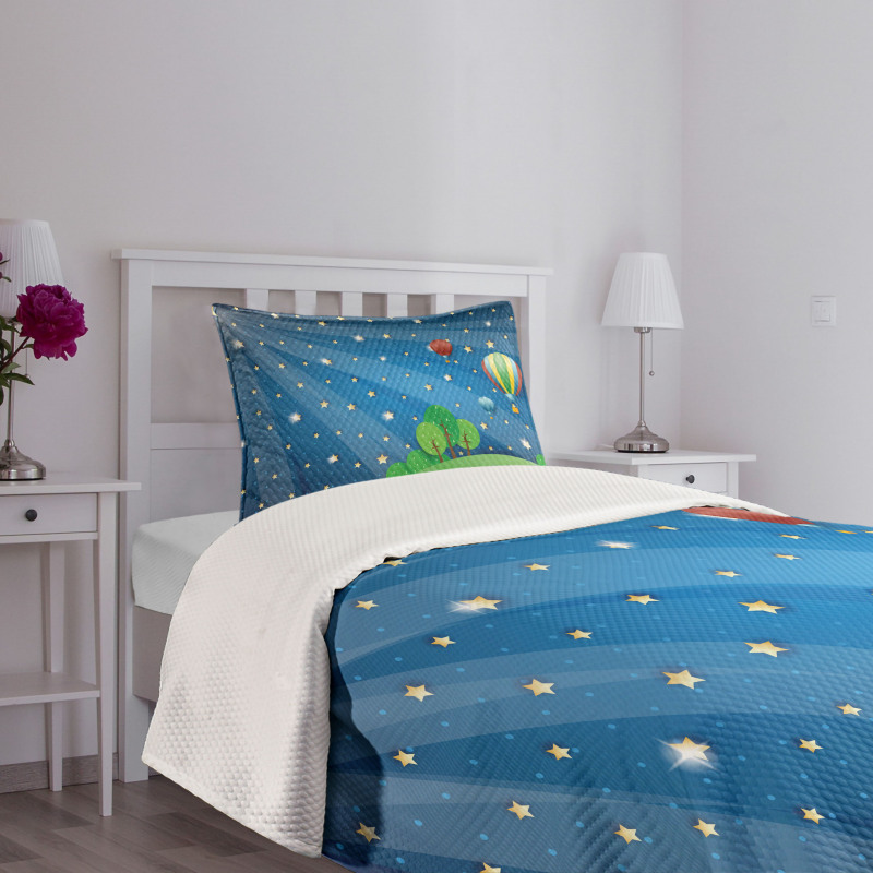 Cartoon Balloons Stars Bedspread Set