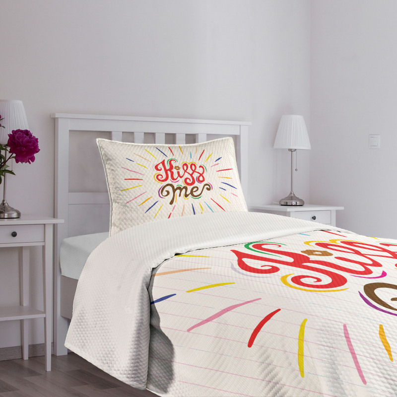 Vintage Words Stripes Bedspread Set