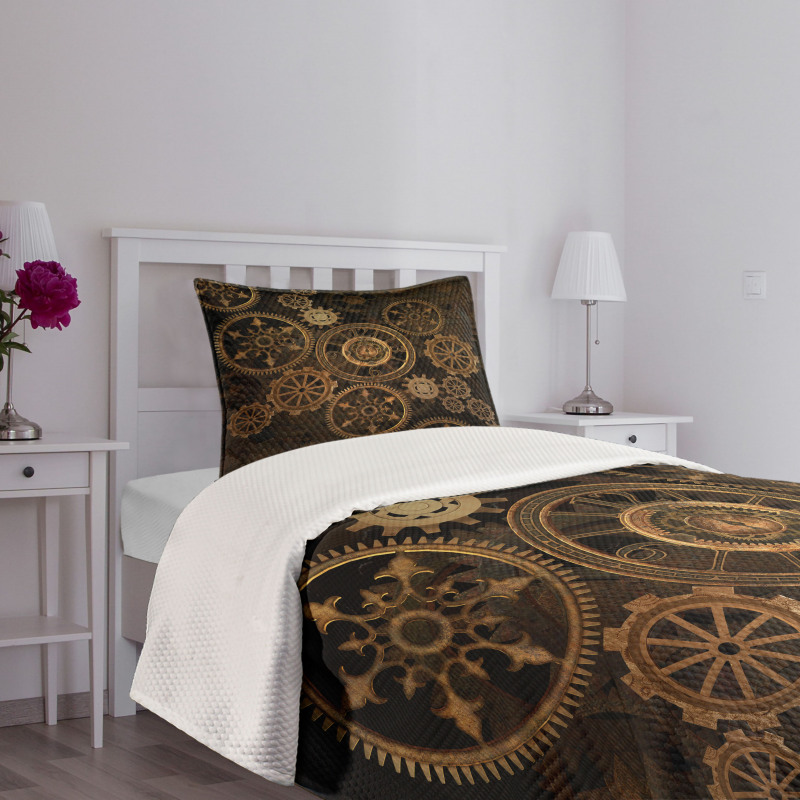 Dark Shade Wheels Bedspread Set