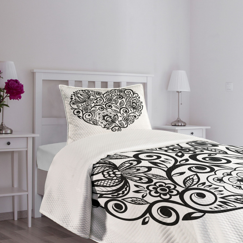 Silhouette Floral Lace Bedspread Set