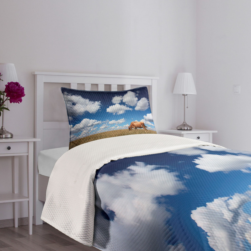 Cow Meadow Sky Clouds Bedspread Set