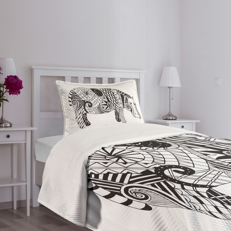 Hippo Geometric Ornament Bedspread Set