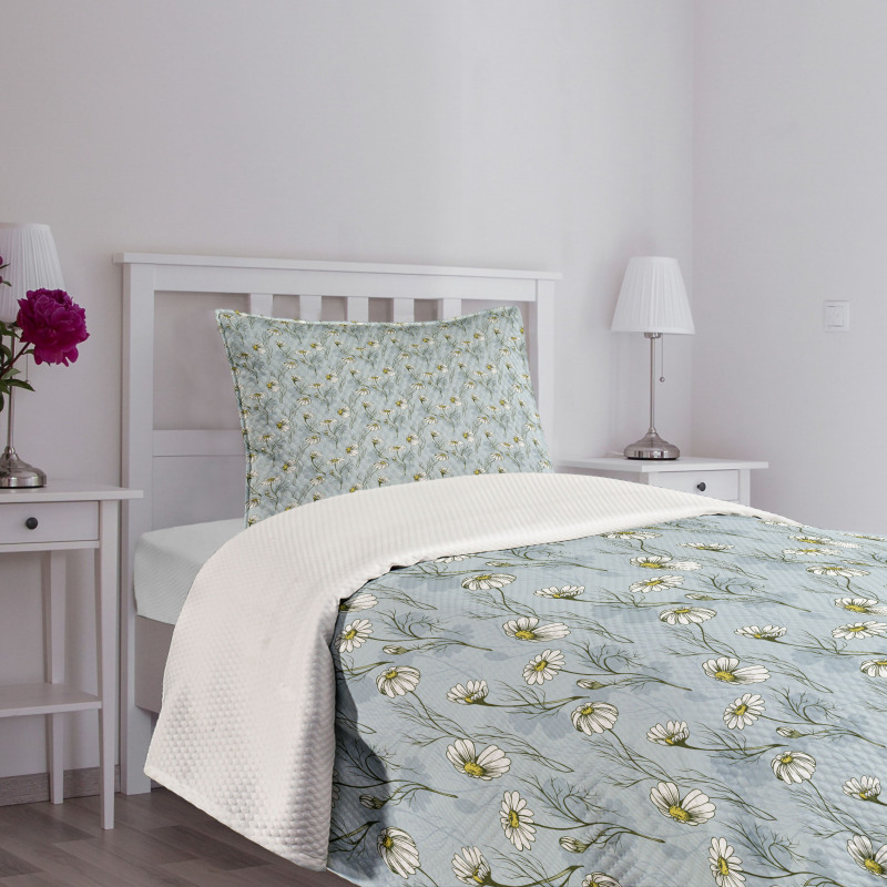 Floral Doodle Silhouette Bedspread Set