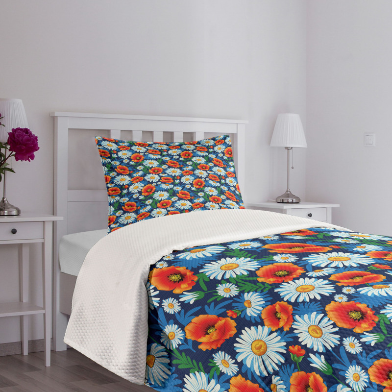 Vibrant Colored Poppies Bedspread Set