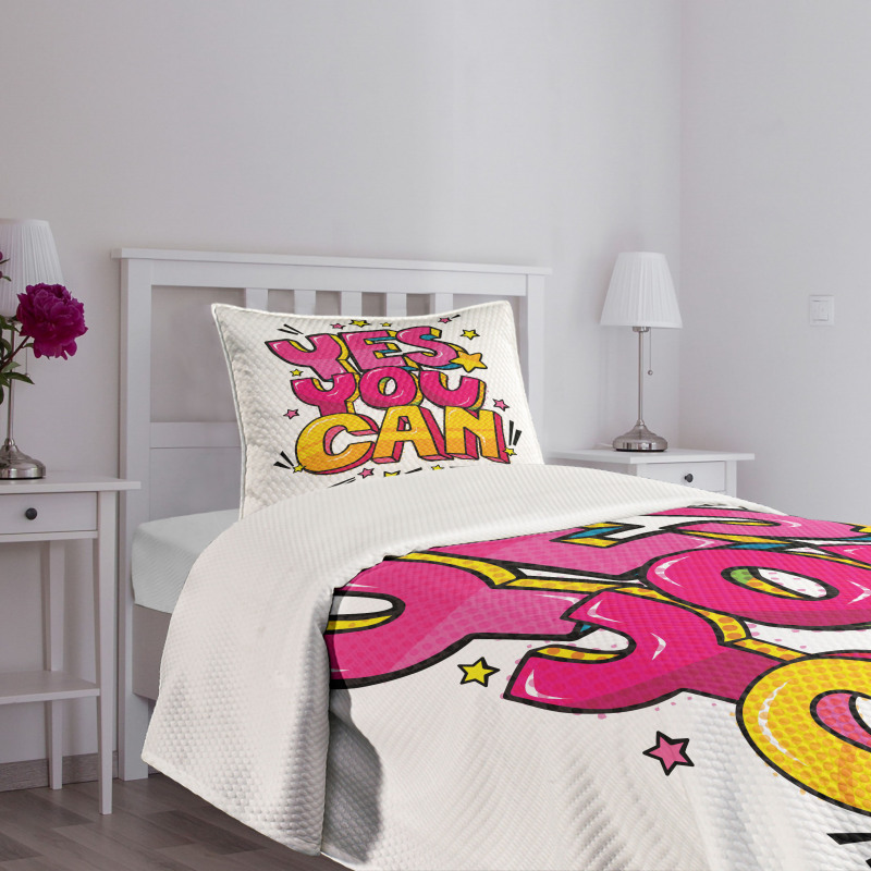 Yes You Can Word Bubble Bedspread Set