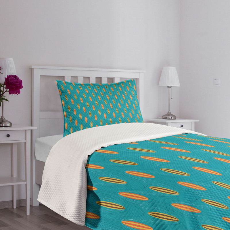 Wave Board Summer Pattern Bedspread Set