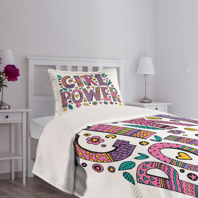 Hippie Boho Girl Words Bedspread Set