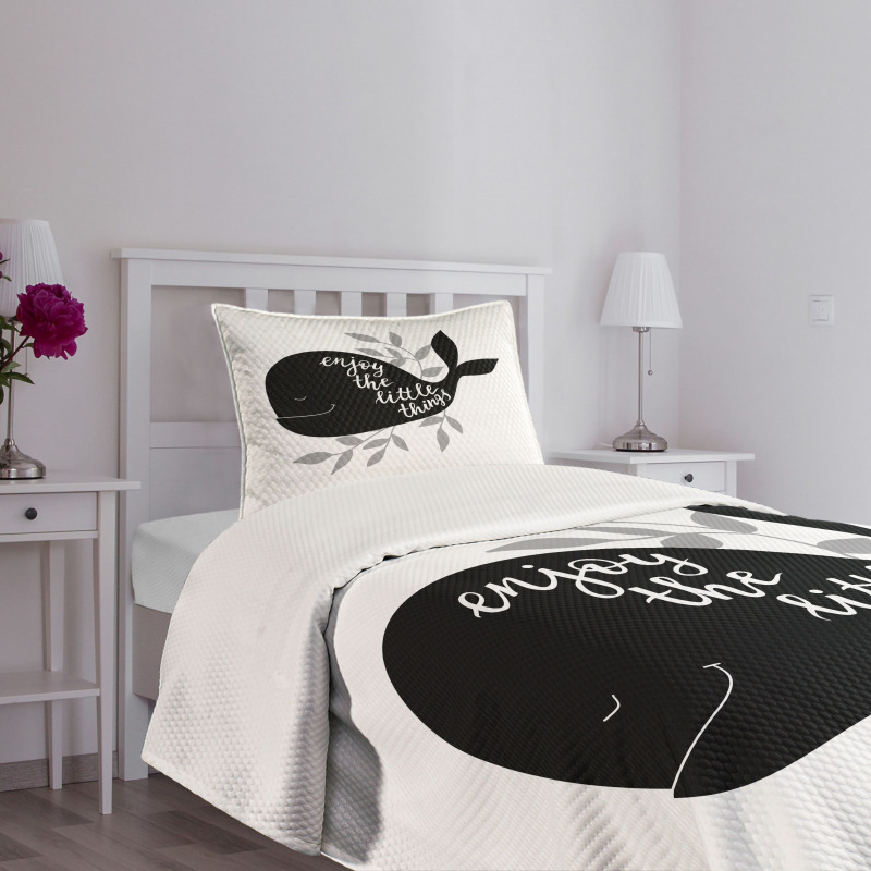 Ocean Whale Silhouette Bedspread Set