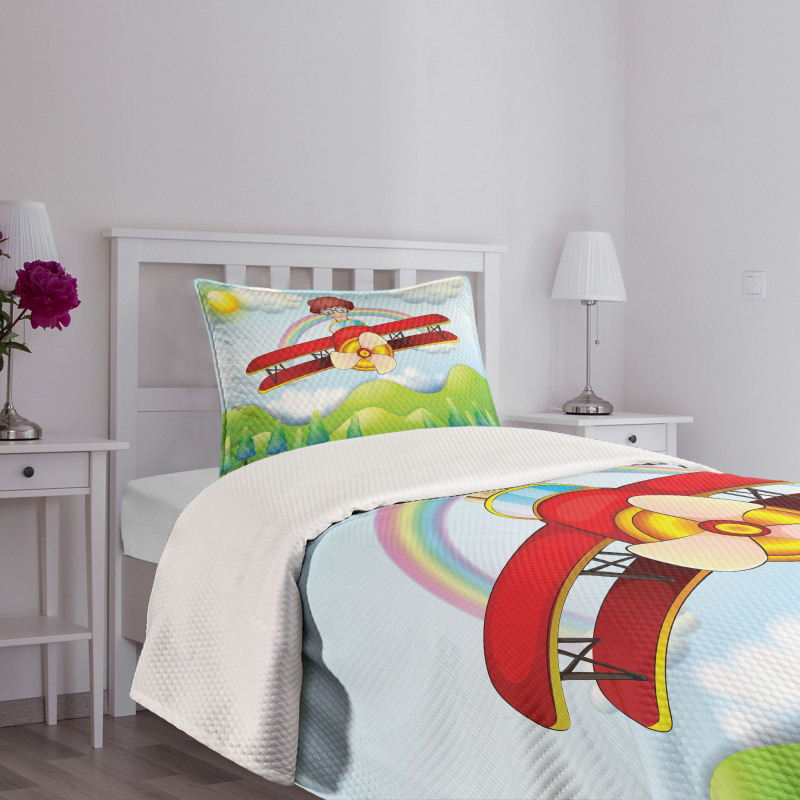 Boy in Sky Sunny Day Bedspread Set