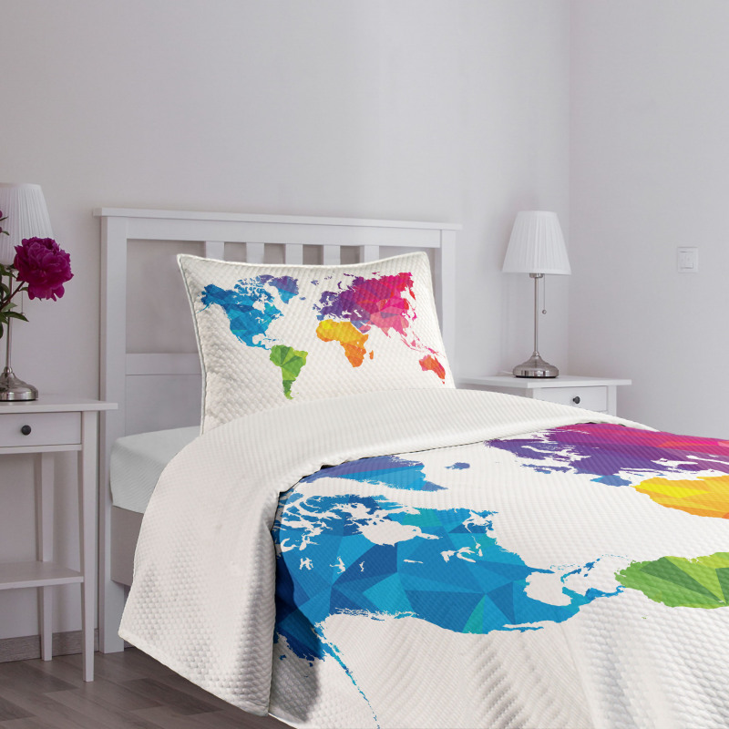 Low Poly Art Rainbow Color Bedspread Set