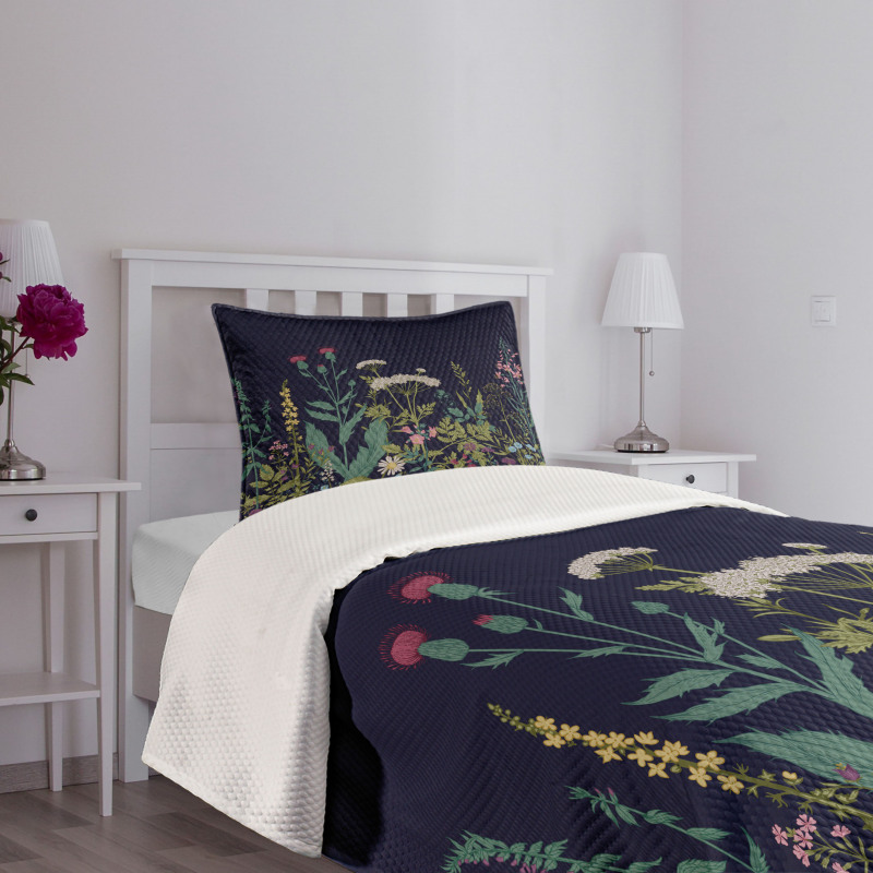 Rural Herbs Flowers Bedspread Set