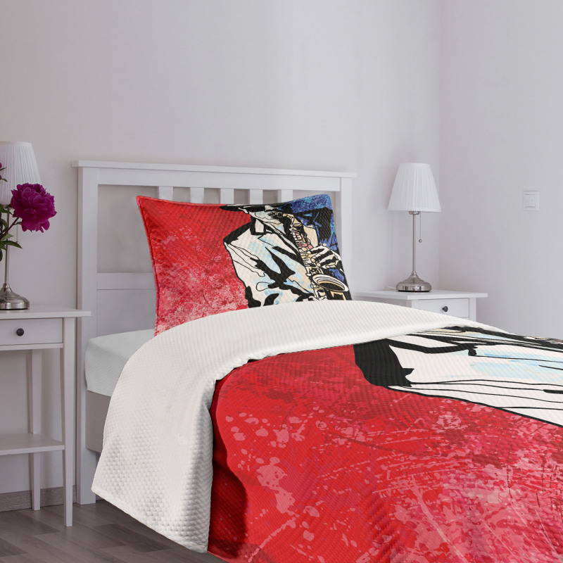 Musician Playing Saxophone Bedspread Set