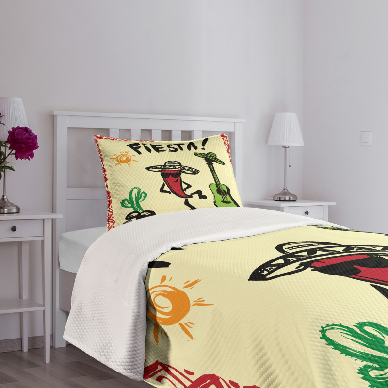 Mexican Party Red Pepper Bedspread Set