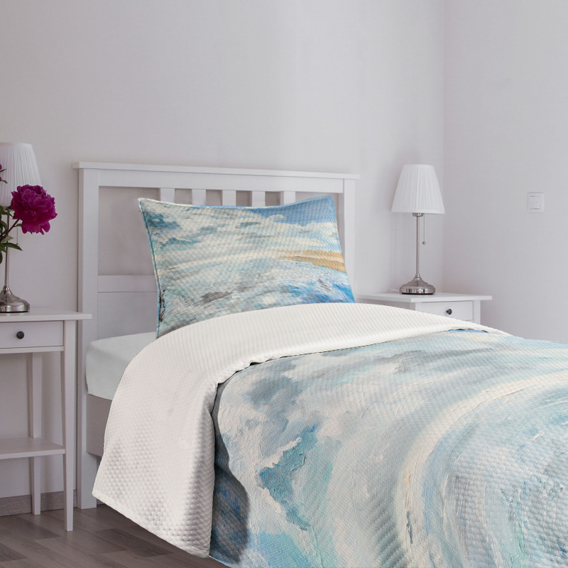 Oil Painting Beach Summer Bedspread Set