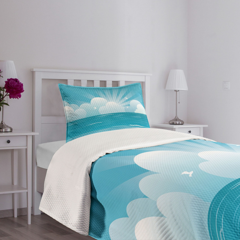 Rising Sun and Seagulls Bedspread Set