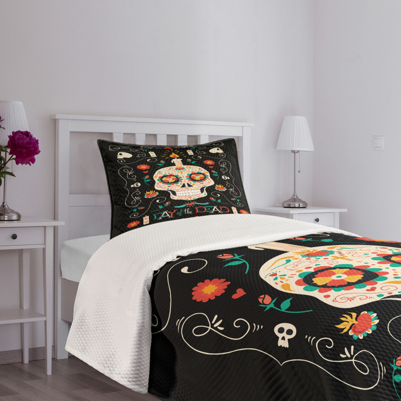 Calavera and Candle Bedspread Set