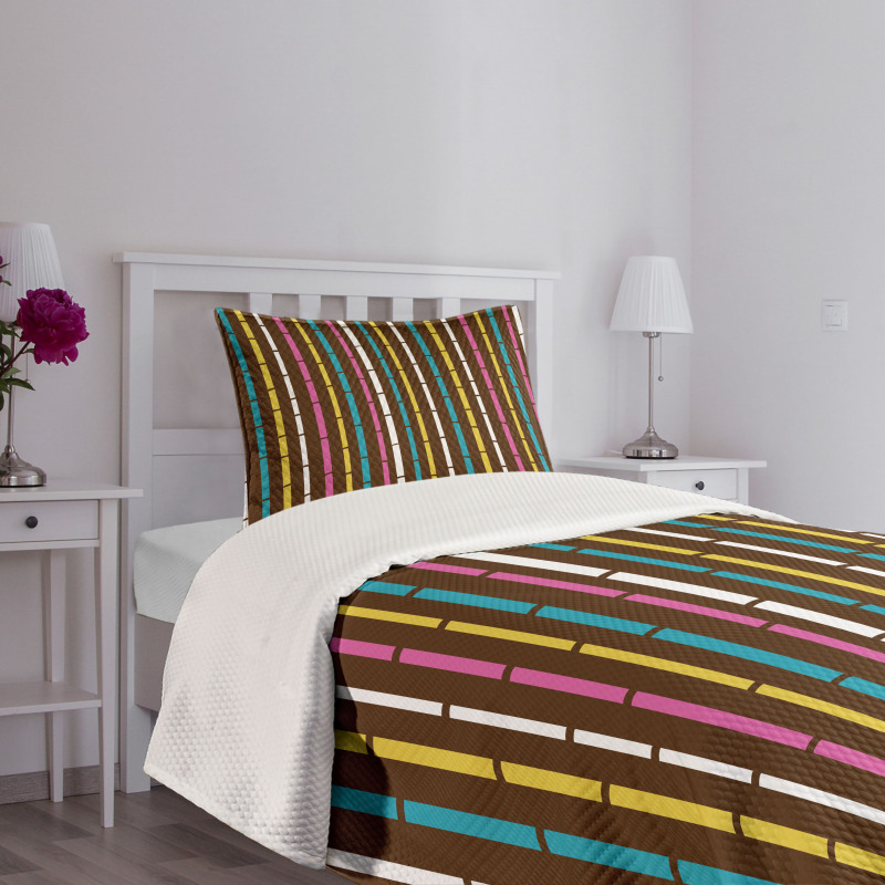 Rainbow Bamboo Sticks Bedspread Set