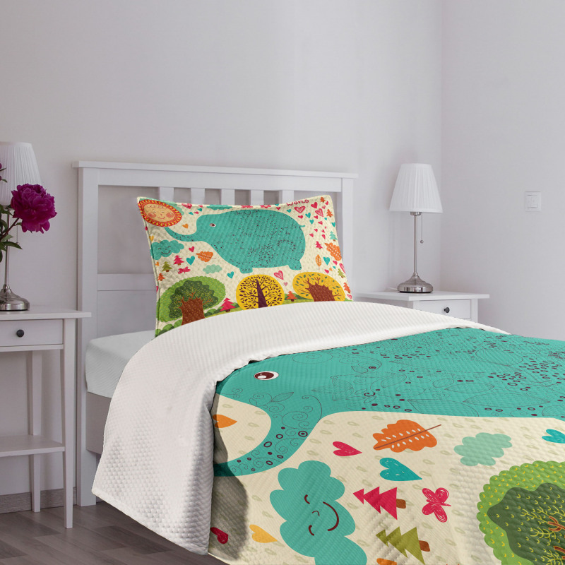 Doodle Nature Woodland Bedspread Set