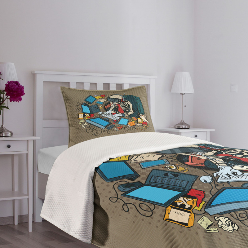 Skeleton in Virtual Reality Bedspread Set