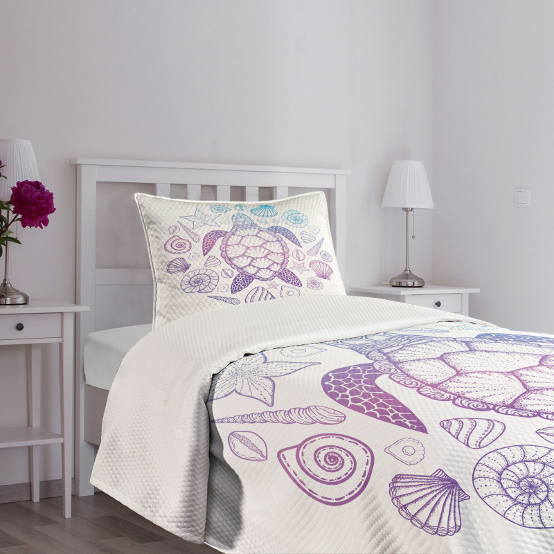 Colorful Marine Animals Bedspread Set