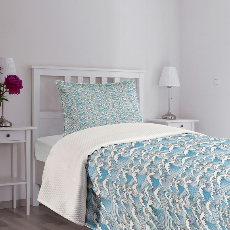 Wavy Sea Marine Stripes Bedspread Set