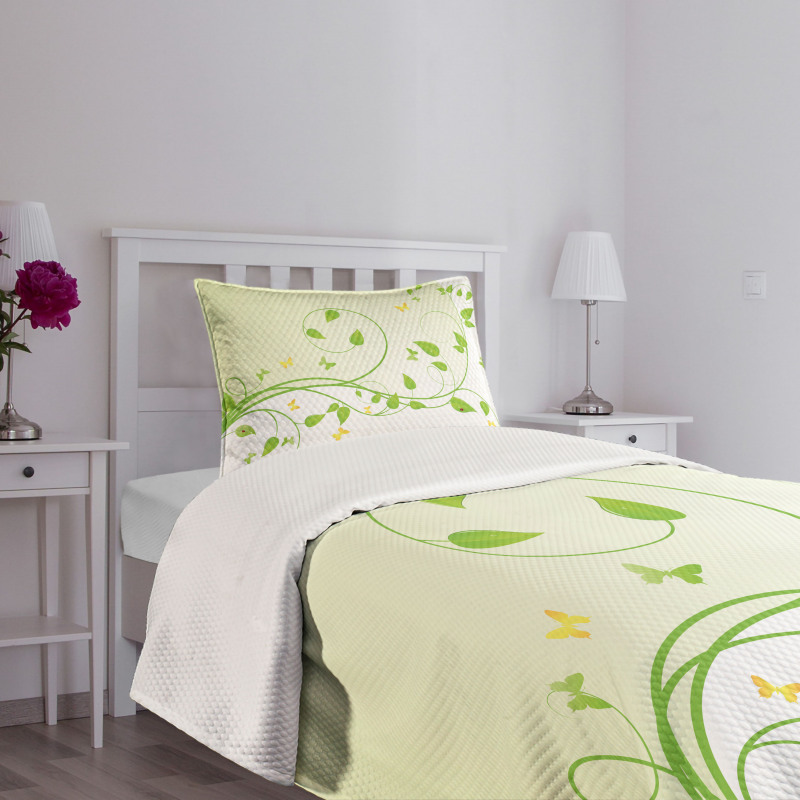 Flourishing Sapling Leaves Bedspread Set