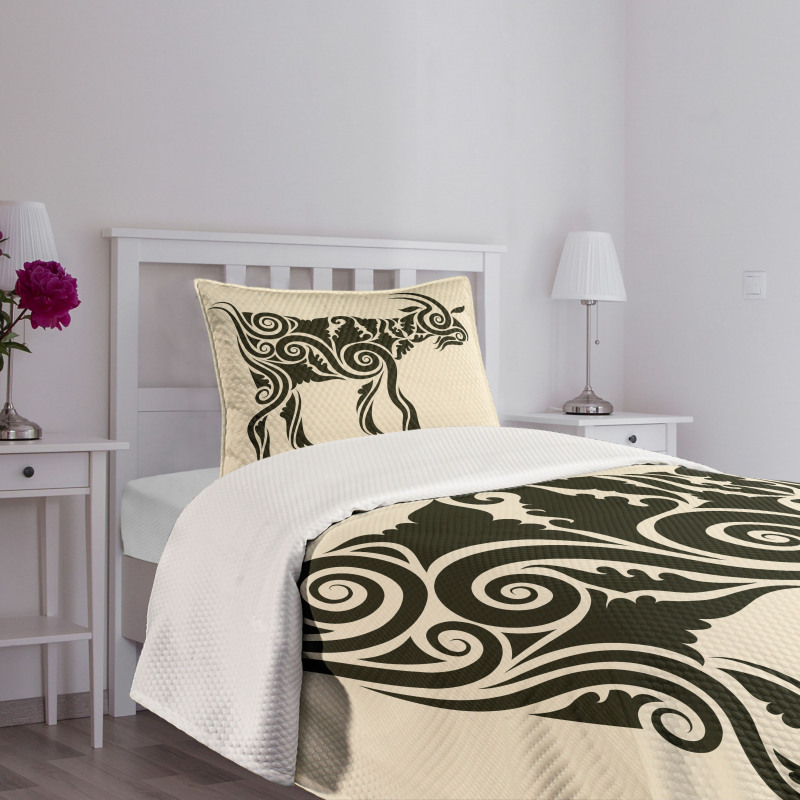 Tribal Waves Curves Tattoo Bedspread Set