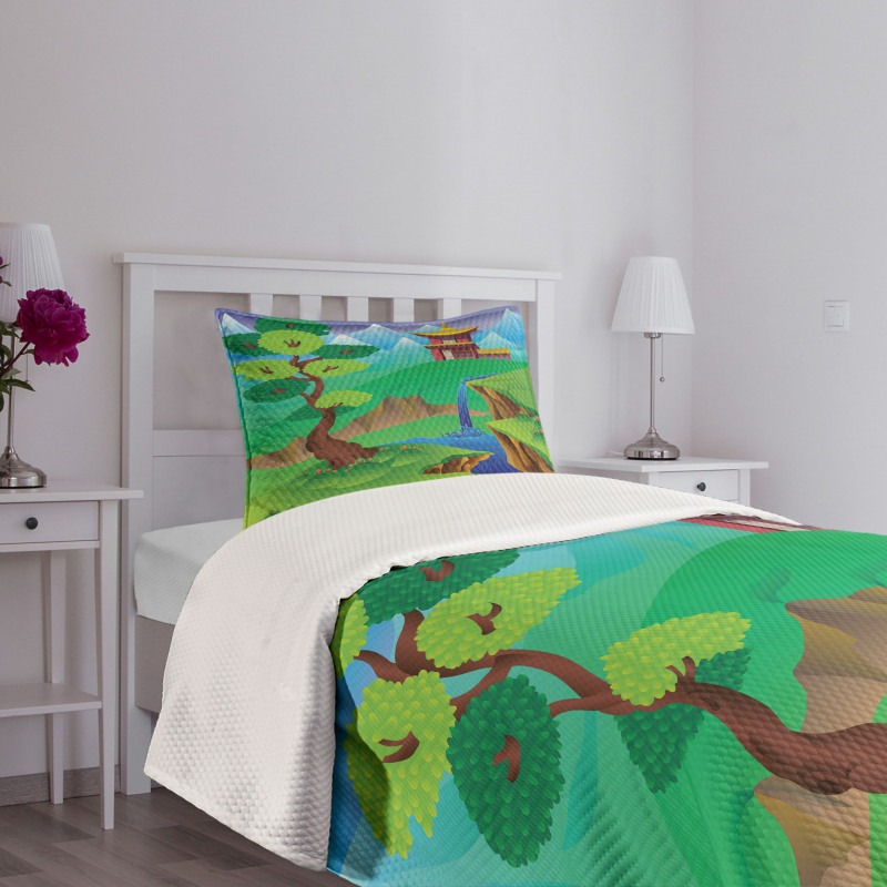 Cartoon Chinese Forest Bedspread Set