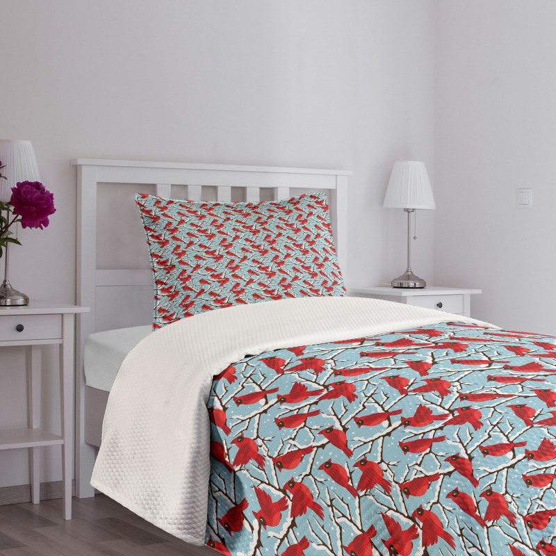 Cardinal Birds Trees Bedspread Set