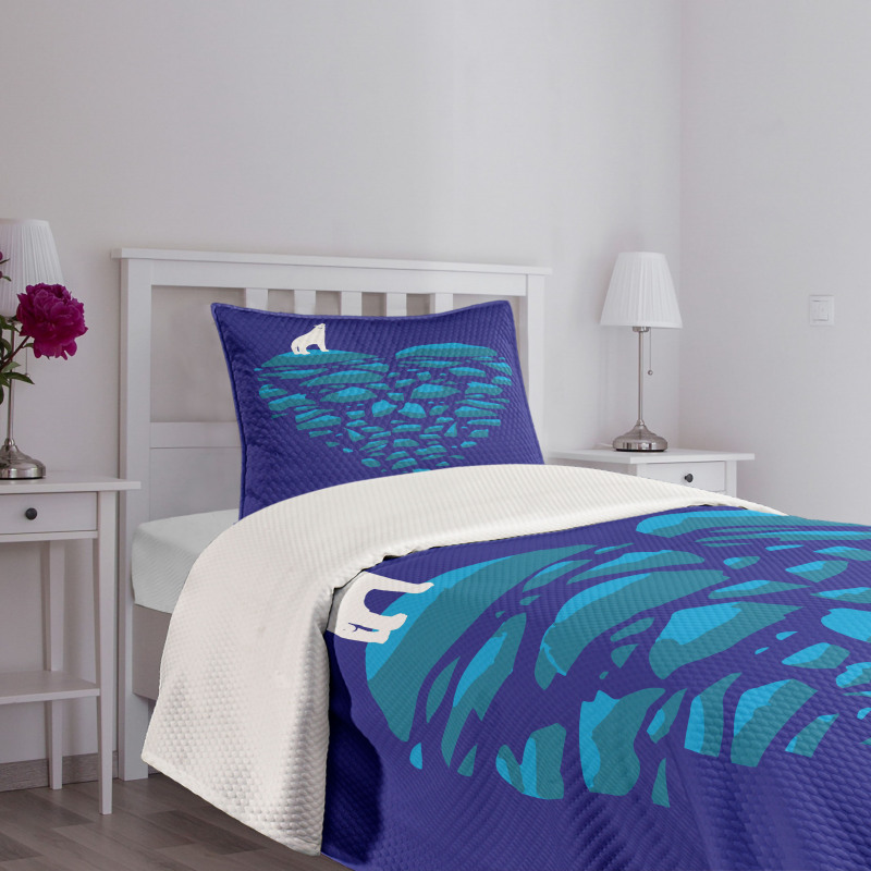 Ice Abstract Heart Bedspread Set