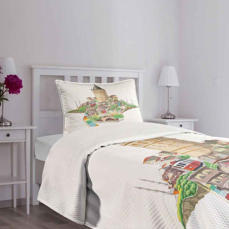 Historic Galata Tower Bedspread Set