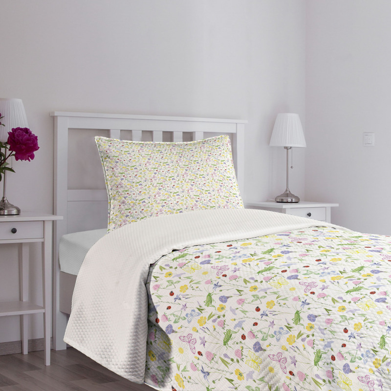 Butterfly and Flowers Bedspread Set