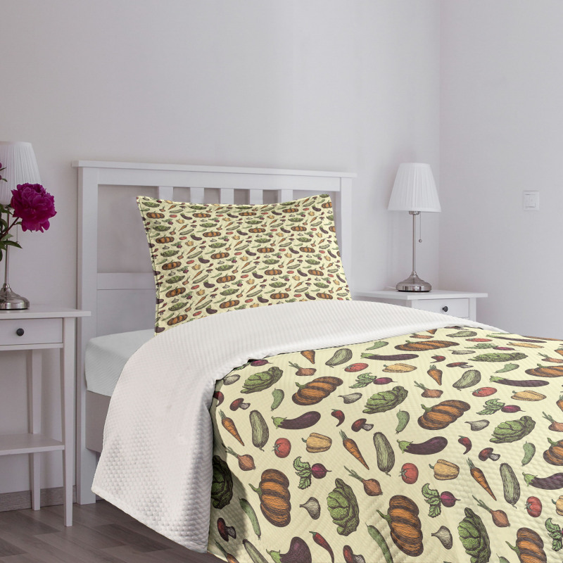 Vegan Mushrooms Bedspread Set