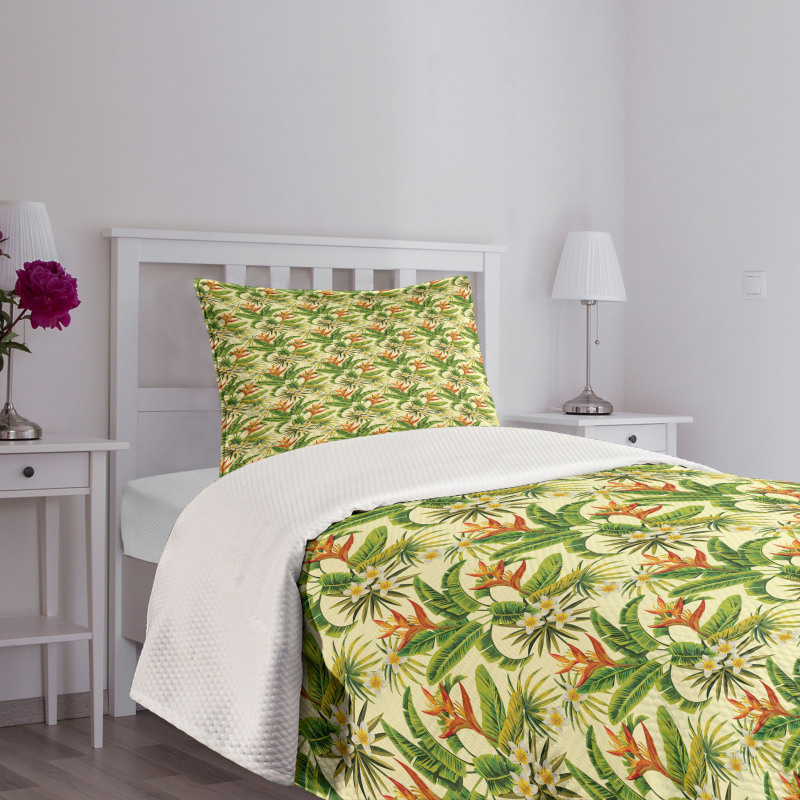 Exoitc Plumeria Blooms Bedspread Set