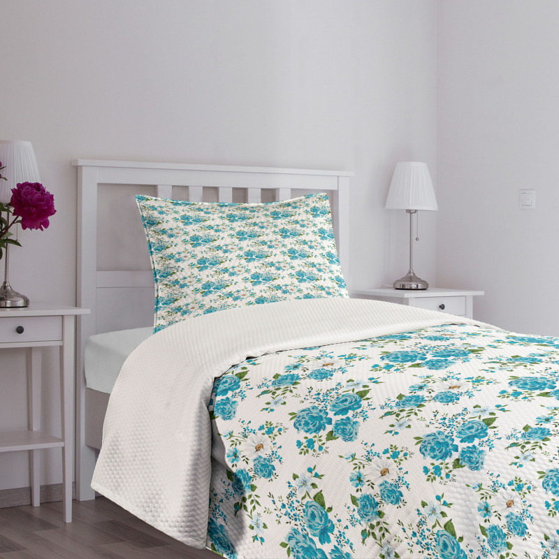 Daisy and Roses Flower Bedspread Set